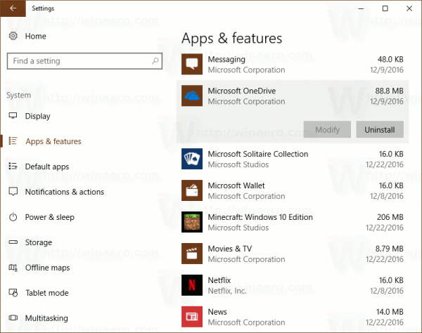 Een officiële manier om OneDrive in Windows 10 te verwijderen