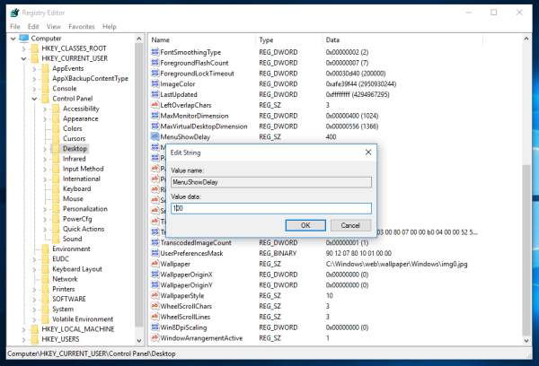 Hur man snabbar upp menyerna i Windows 10 och ändrar menyfördröjningen
