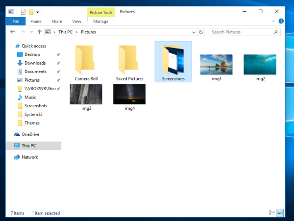 Muuta tai palauta tallennettujen kuvien kansion sijainti Windows 10: ssä