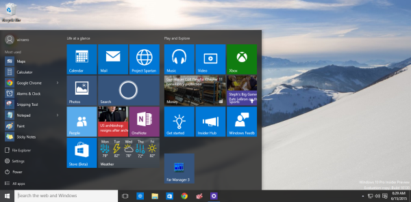 Meni Fix Start se ne odpre v sistemu Windows 10 build 10130