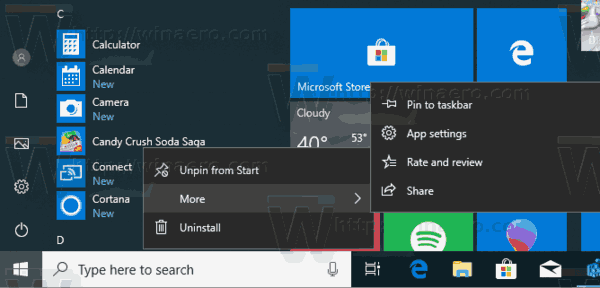 Premenujte položky ponuky Štart vo všetkých aplikáciách v systéme Windows 10