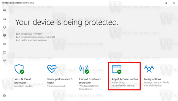 Включение защиты от потенциально нежелательных приложений в Windows 10