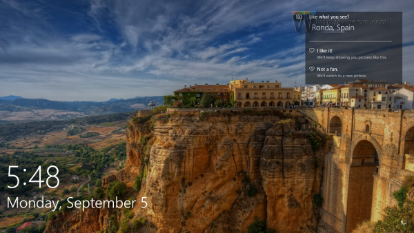 Windows 10 Anniversary Update показва произхода на местоположението за Spotlight изображения