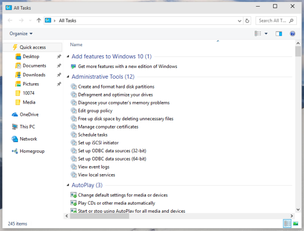 Windows 10 Dieva režīms ir alternatīva lietotnei Iestatījumi