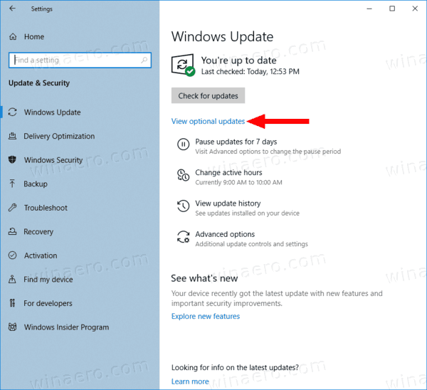 Nainstalujte volitelné aktualizace v systému Windows 10