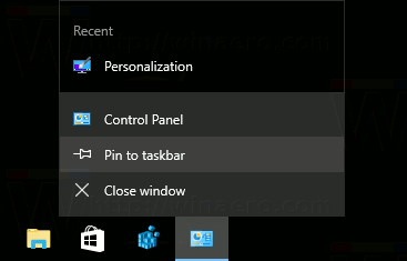 قم بتثبيت تطبيقات لوحة التحكم على شريط المهام في نظام التشغيل Windows 10