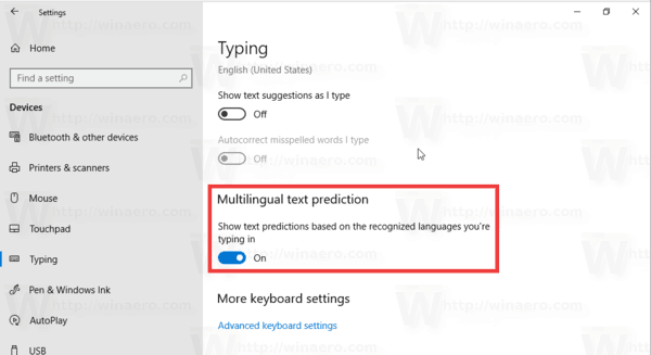 উইন্ডোজ 10 এ বহুভাষিক পাঠ্য ভবিষ্যদ্বাণী সক্ষম বা অক্ষম করুন