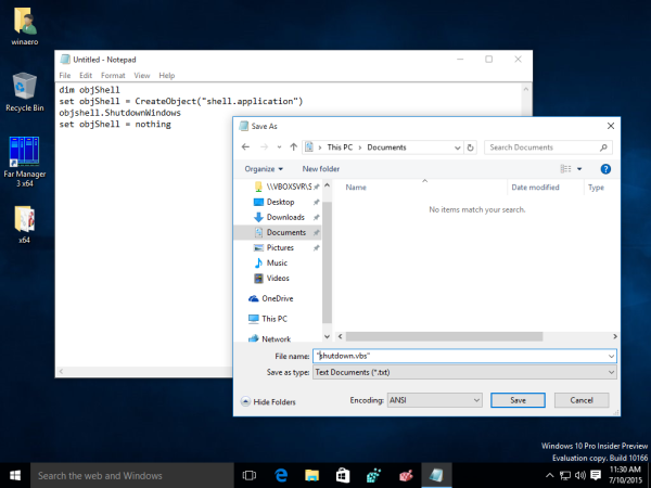 Utwórz skrót do okna dialogowego zamykania systemu Windows w systemie Windows 10