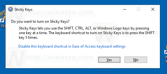 เปิดหรือปิด Sticky Keys ใน Windows 10