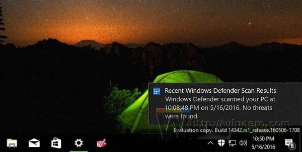 Windows 10에서 Windows Defender 향상된 알림을 비활성화하거나 활성화하는 방법