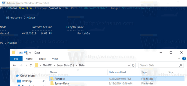 Skapa symbolisk länk i Windows 10 med PowerShell