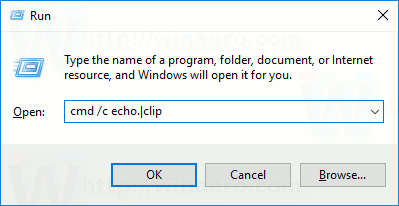 Vymažte data schránky ve Windows 10 pomocí zástupce nebo klávesové zkratky