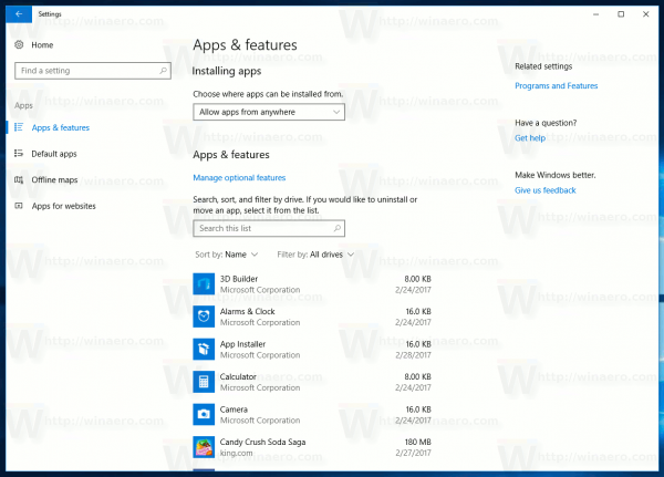 Scegli dove possono essere installate le app in Windows 10