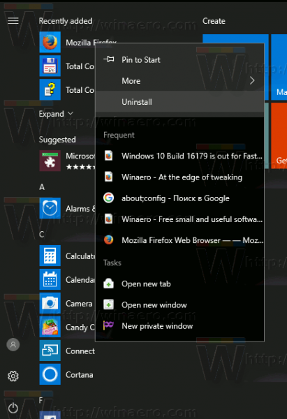Как отключить удаление приложения из меню Пуск в Windows 10