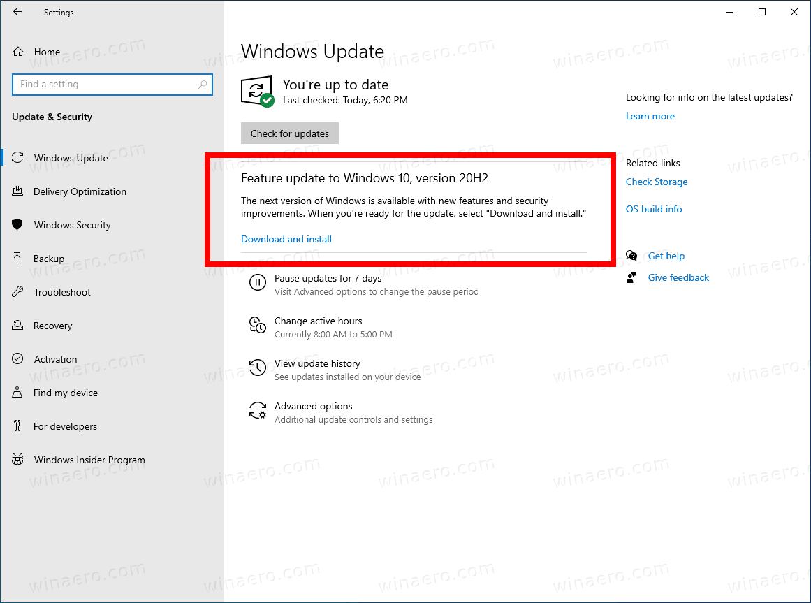 Laadige alla Windows 10 versiooni 20H2 ISO pildid