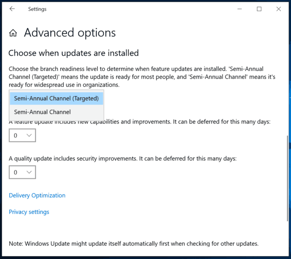 Modifiche a Windows Update for Business in Windows 10