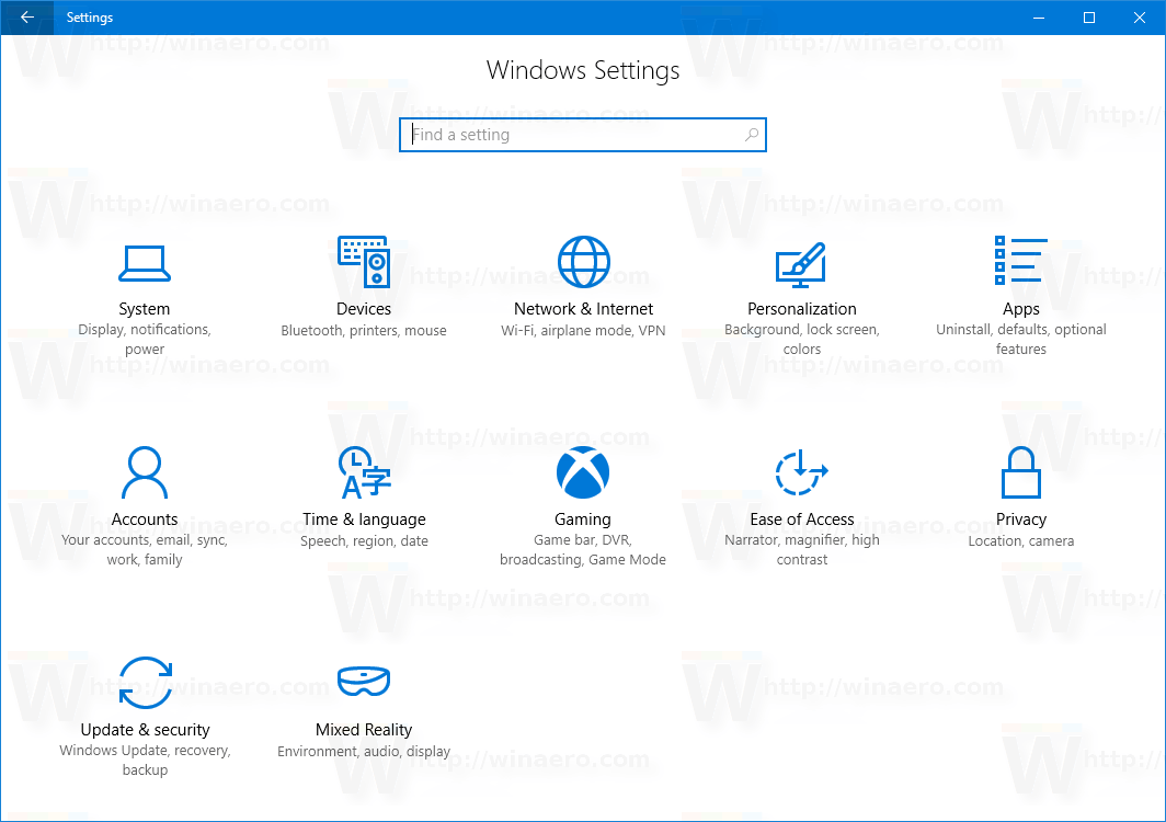 Lägg till inställningar snabbmeny i Windows 10