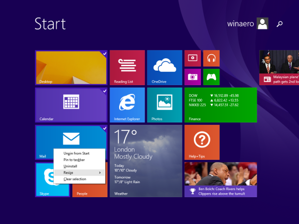 Cách chọn nhiều ô trên màn hình Bắt đầu trong Bản cập nhật Windows 8.1