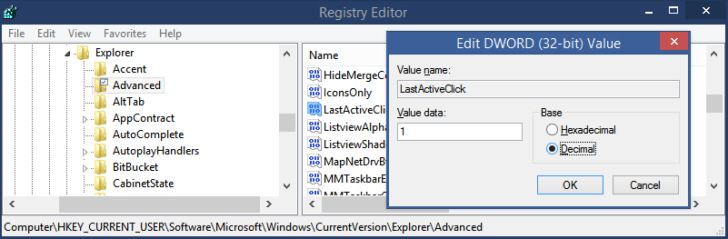 Modifique la barra de tareas en Windows 8, 8.1 y Windows 7 con configuraciones de registro secretas ocultas