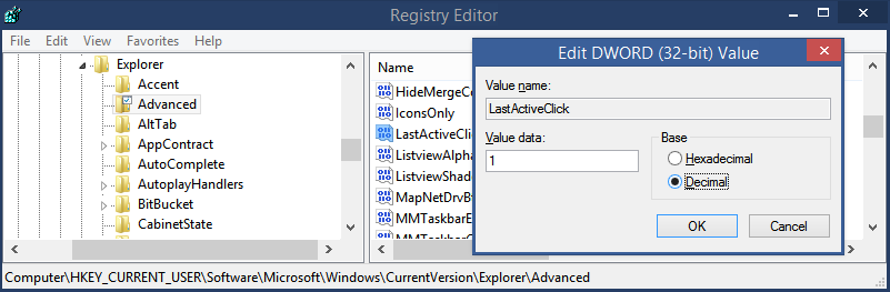 非表示のシークレットレジストリ設定を使用して、Windows 8、8.1、およびWindows7のタスクバーを微調整します