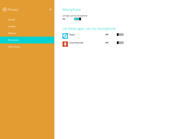 Slik åpner du personverninnstillinger for mikrofon i Windows 8.1 med ett klikk