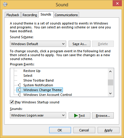 Jak přehrávat přihlašovací nebo spouštěcí zvuk v systému Windows 8.1 nebo Windows 8