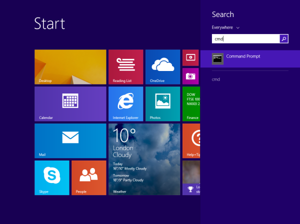 Alle Möglichkeiten zum Öffnen der Eingabeaufforderung in Windows 8
