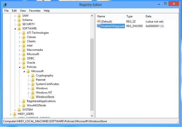 উইন্ডোজ 8.1 স্টোর আপগ্রেড অফার প্রম্পটটি অক্ষম করুন