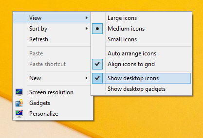 Cara menunjukkan ikon desktop klasik di Desktop pada Windows 8.1