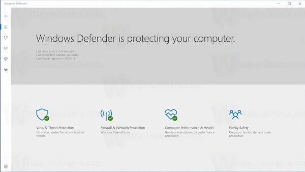 Windows Defender dobiva prenovljeni uporabniški vmesnik v programu Windows 10 Creators Update
