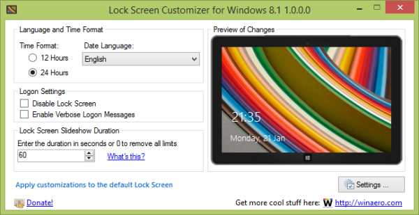 Windows 8.1のロック画面の日付、時刻、およびその他の非表示設定をカスタマイズします