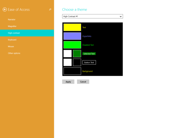 ونڈوز 8.1 میں ایک کلک کے ساتھ ہائی کنٹراسٹ کی ترتیبات کیسے کھولیں