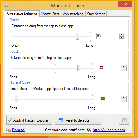 Ajustez les options secrètes cachées de l'écran de démarrage et des charmes avec ModernUI Tuner