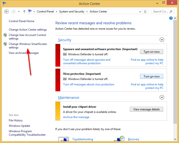 Windows SmartScreenin poistaminen käytöstä Windows 8.1: ssä