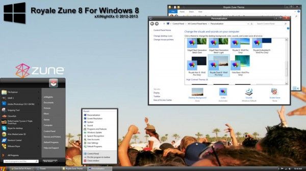 ونڈوز 8 کے لئے زیون تھیم کا تصویری انداز