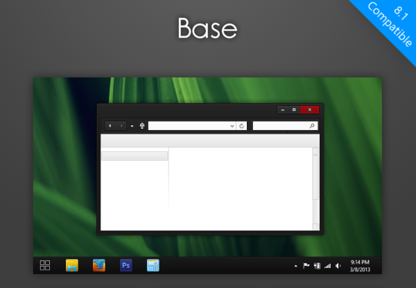 „Base“ - juoda tema, skirta „Windows 8.1“