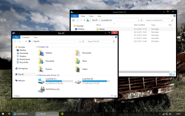 Schwarzes Thema für Windows 8.1 mit weißen Titeln