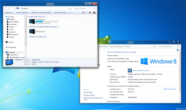 „Aero 8 Glow“ - geriausiai atrodantis „Windows 7“ temos prievadas, skirtas „Windows 8“
