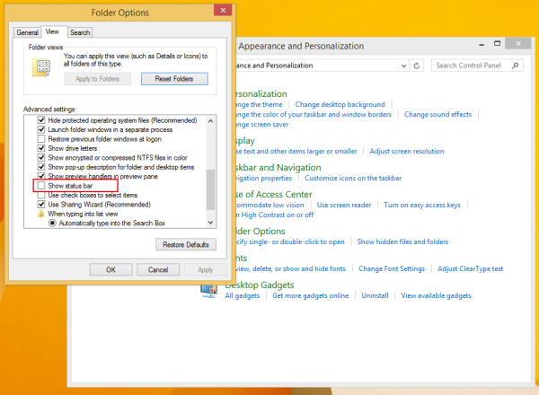Paano hindi pagaganahin ang mga pindutan ng switch view sa ilalim ng window ng File Explorer