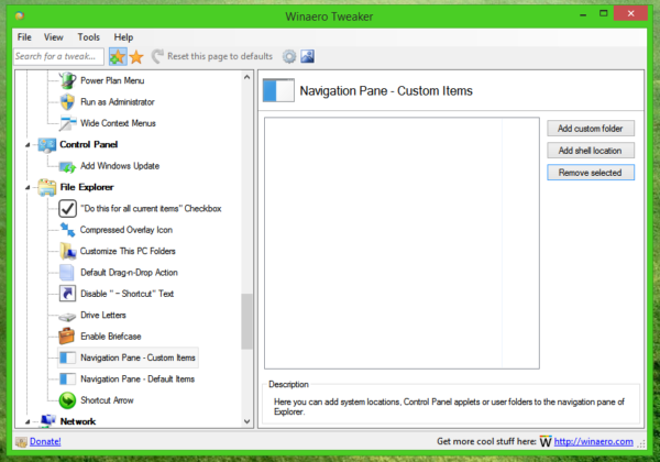 Dodaj foldery niestandardowe lub aplety Panelu sterowania do okienka nawigacji w Eksploratorze plików