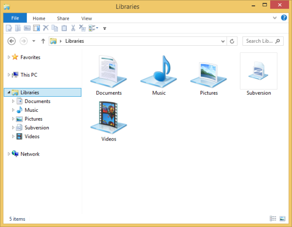 Sådan ændres ikonet for standardbiblioteker i Windows 8.1