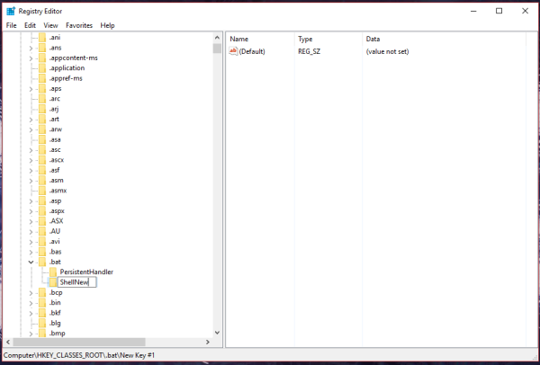 Aggiungi file batch (* .bat) al menu Nuovo di Esplora file