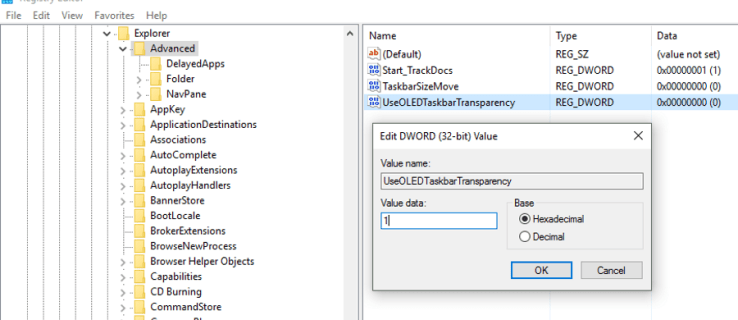 Windows 10에서 투명한 작업 표시 줄을 구성하는 방법