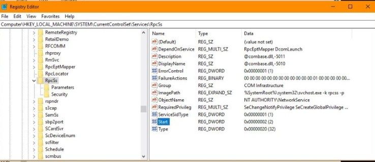 Vea „RPC-server pole saadaval” parandamine Windowsis