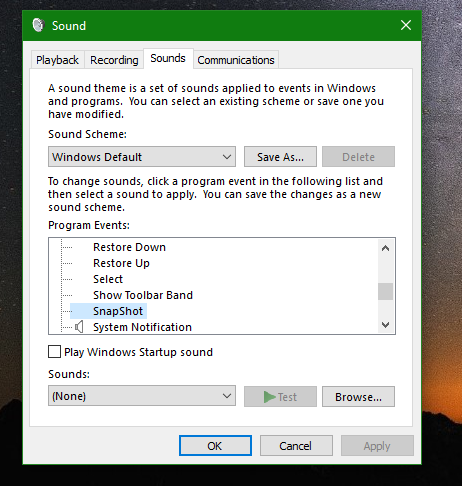 Dodajte zvuk na snimku zaslona PrintScreen u sustavima Windows 10, Windows 8, Windows 7 i Vista