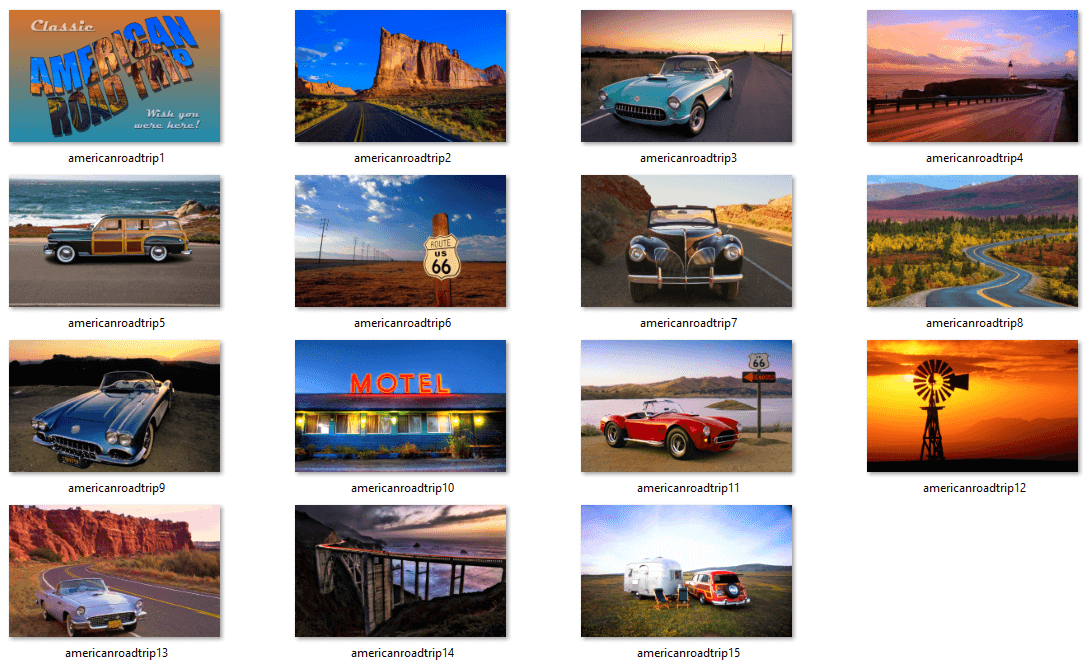 Klassiskt amerikanskt Road Trip-tema för Windows 10, 8 och 7