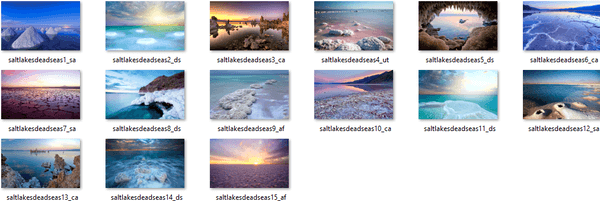 Tema Salt Lakes dan Laut Mati untuk Windows 10, 8 dan 7