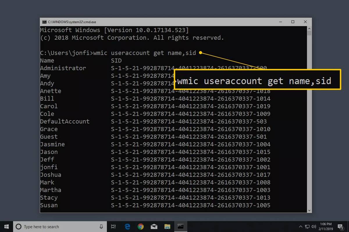 Sådan finder du en brugers sikkerhedsidentifikator (SID) i Windows
