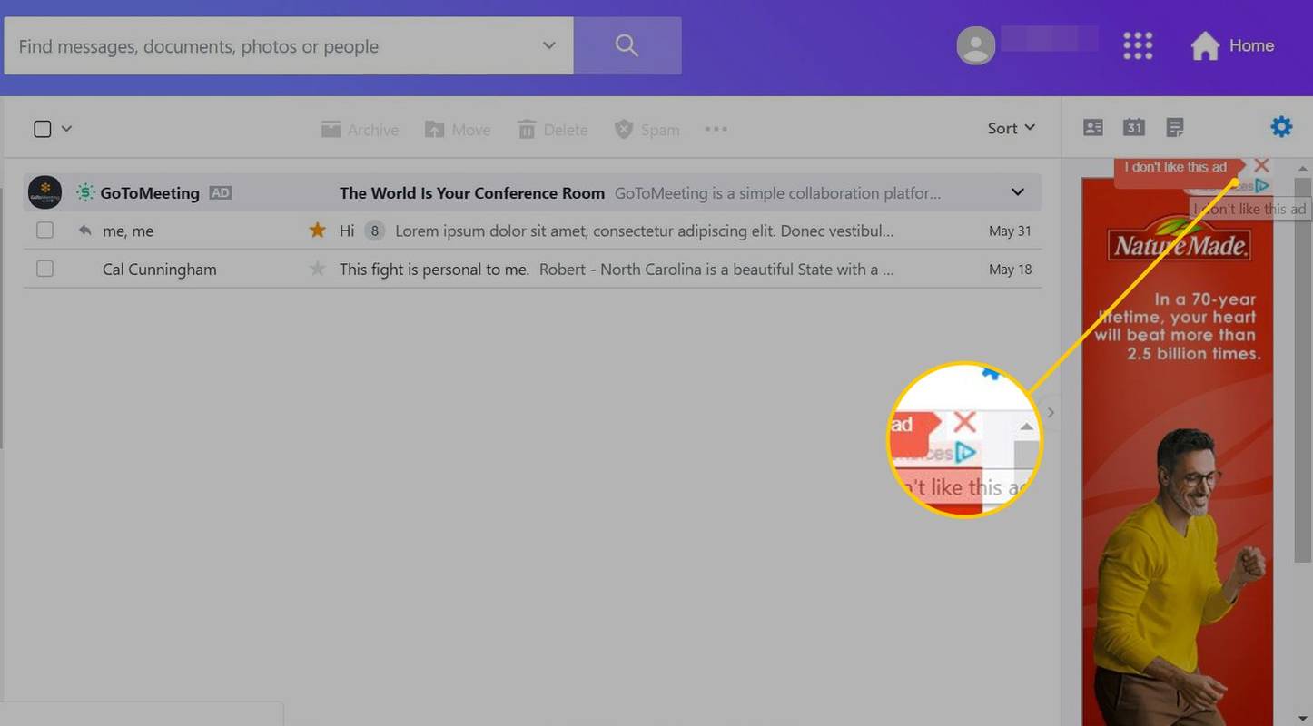 Kuidas reklaame Yahoo Mailis peita